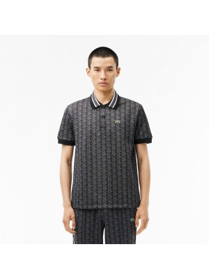 Polo Jacquard Monogramme Paris Lacoste DH1417 4PC Black Graphite