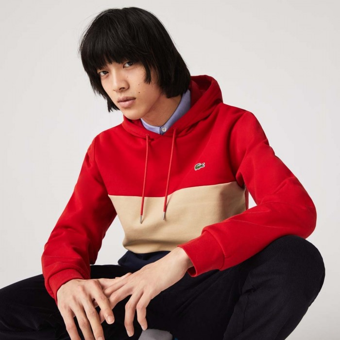 Sweatshirt capuche Lacoste SH6900 1FU Red Viennese Navy Blue